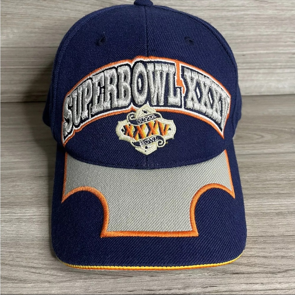 RARE Super Bowl XXXV 35 Strapback 2001 Ravens Giants Tampa FL American Needle